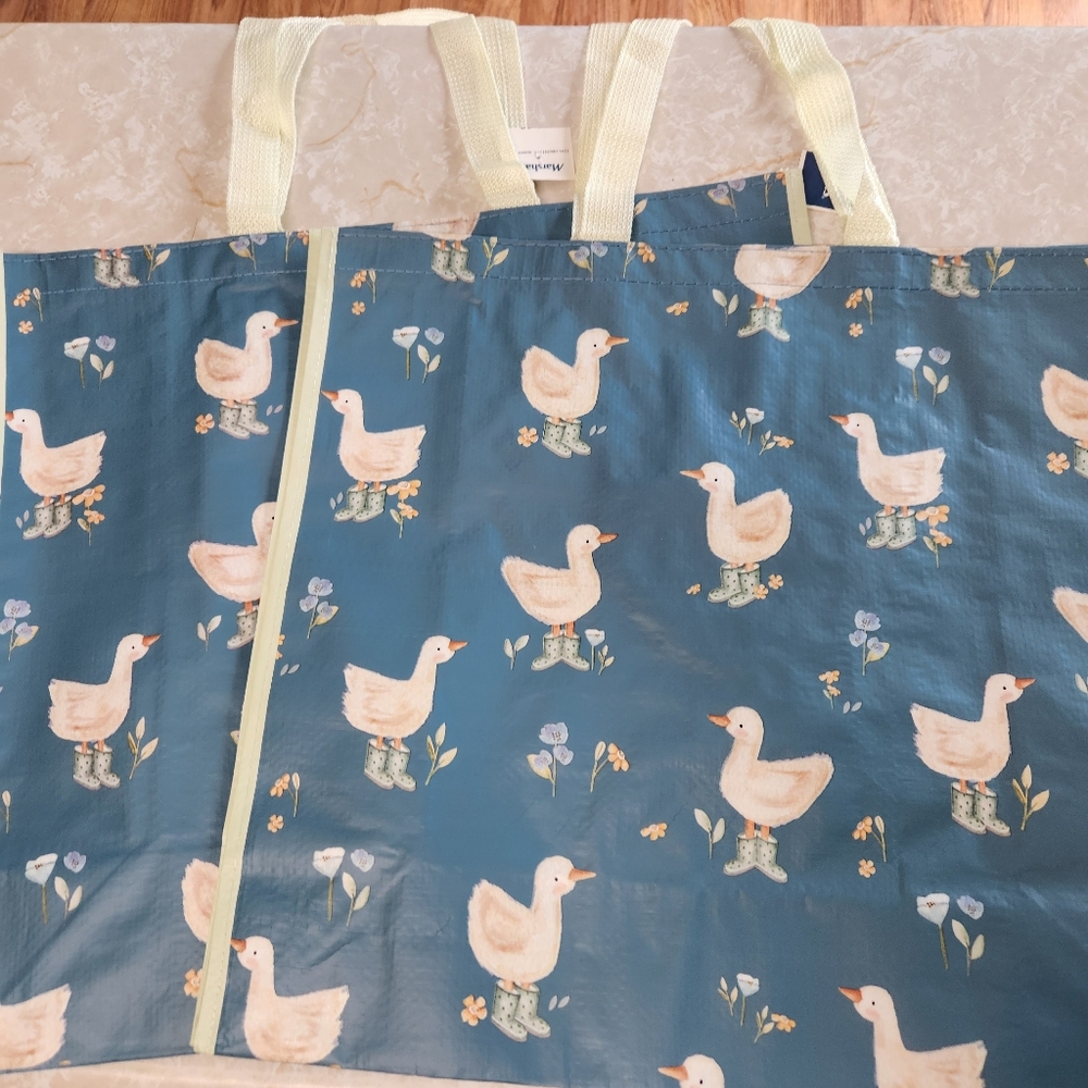 Marshalls Homegoods TJMaxx Goose Duck Reusable Shopper Tote Gift Bags Set of 2